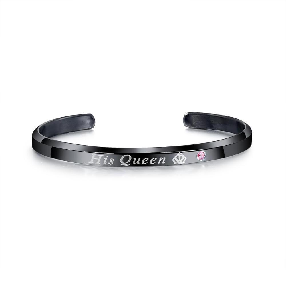 Popular King And Queen Jewellery Bangle Personalized Vintage Bangle, Trendy Custom Plain Couple Stainless Steel Bracelets*