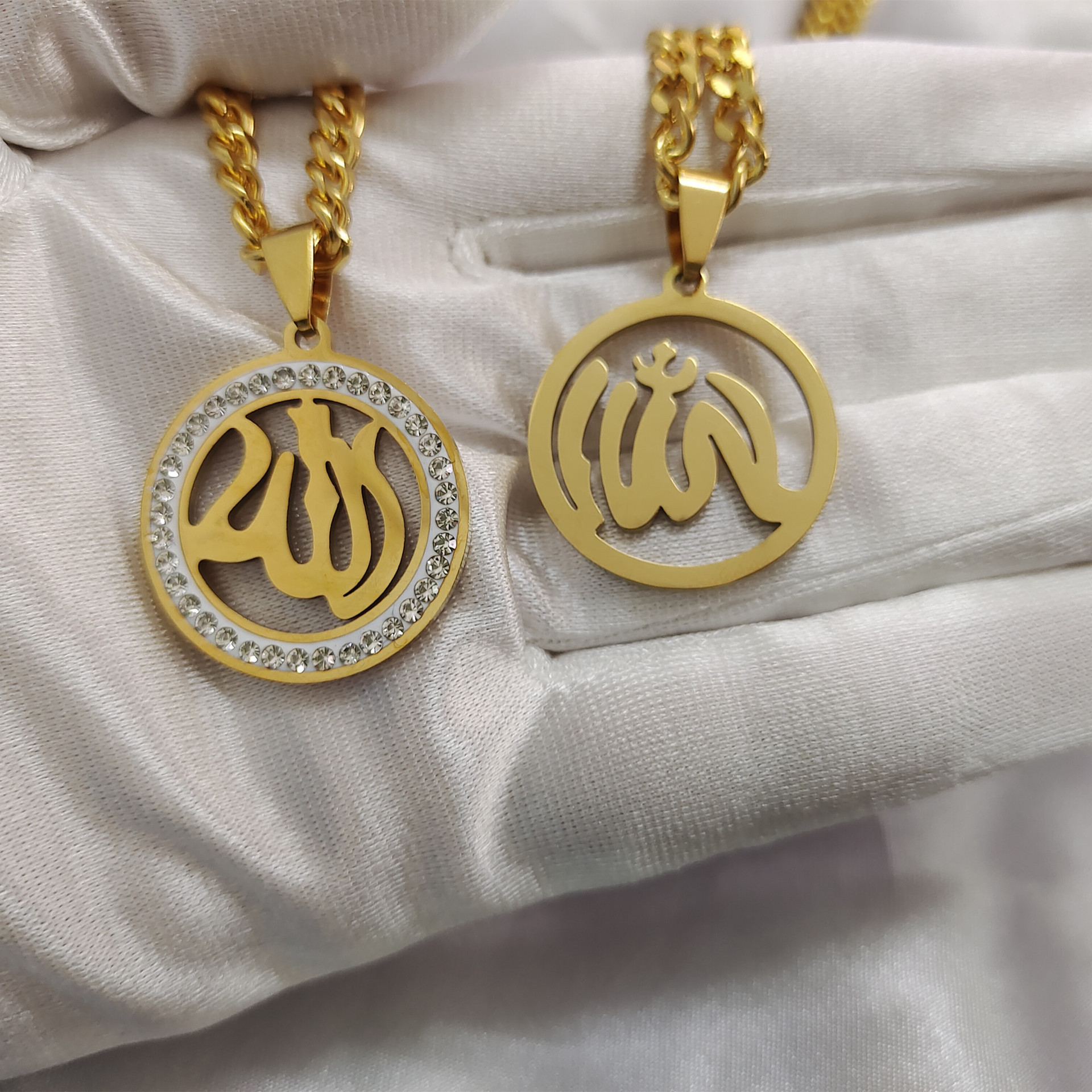 18k Gold Plated Stainless Steel Muslim Islamic Allah Arabic Jewelry Gift Pendant Necklace For Men Women