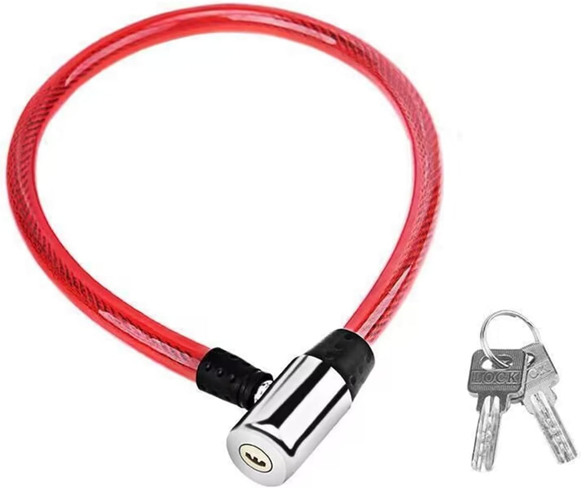 JIZHOU Alloy Atomic Key Red Green Blue PVC Material Cable Lock Motorcycle Bicycle bike Glass Door Anti-Theft chain lock