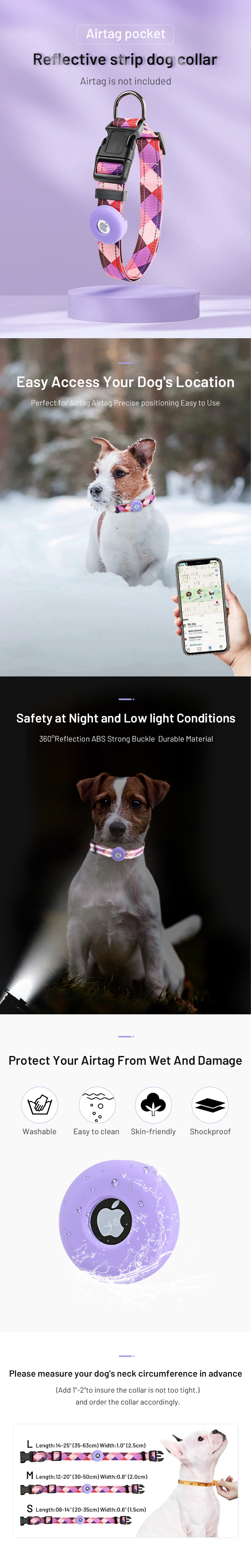 Pet GPS Dog Collar Luxury Custom Nylon Printing Personalized AirTag Silicone Waterproof Reflective Dog Collars