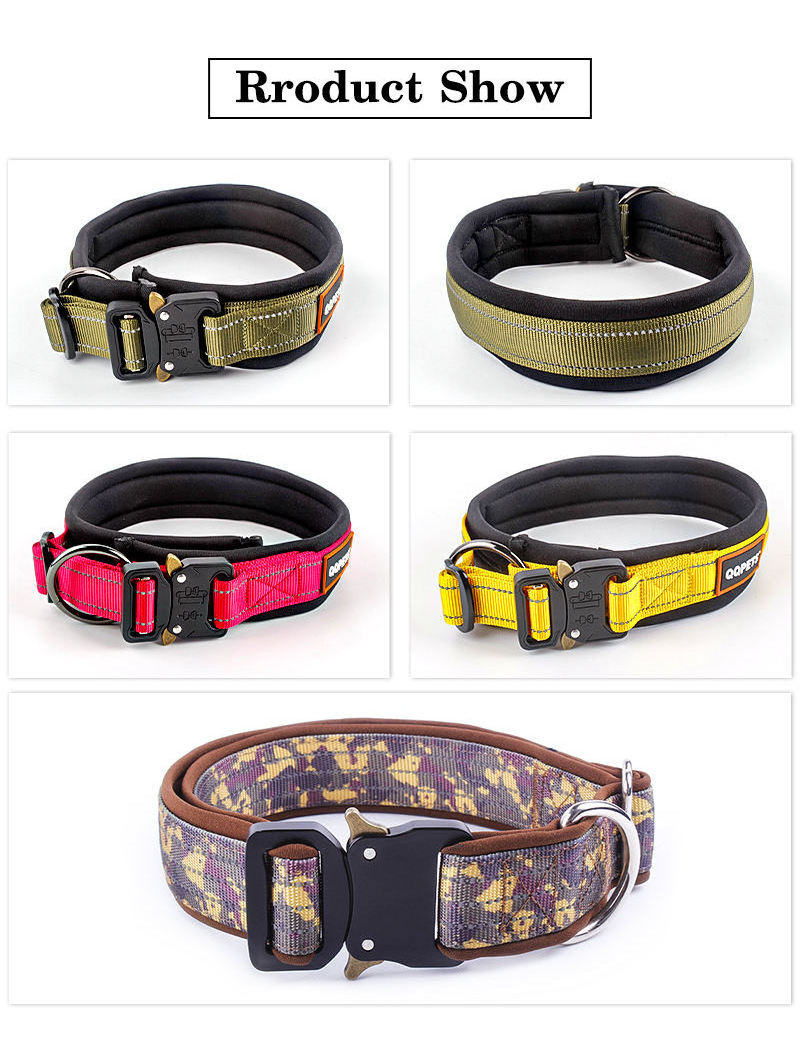 tactical pet dog collar personalized adjustable custom logo camo outdoor k9 large pet reflective dog collars