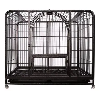 High Quality Stainless Steel Metal Dog House Cage Pet Kennel with Wheels for Large Dog