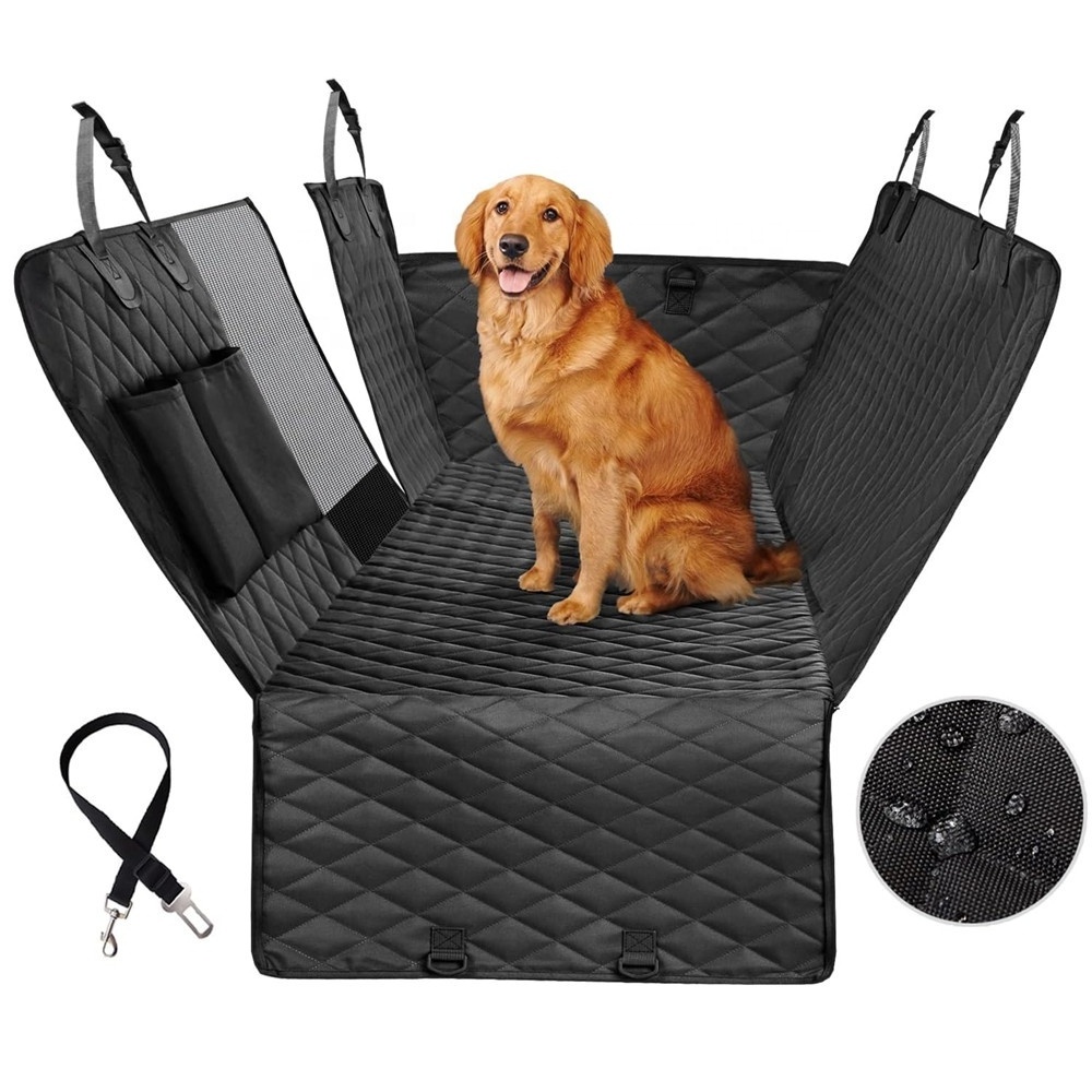 Pet Seat Cover with Mesh Window, Waterproof Anti  Nonslip Back Seat Dog Hammock,  Pet Protector for Car Rear Seat with Pockets