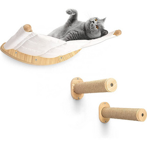 Cat Hammock Wall Mounted Cats Shelf with Two Steps, Cat Wall Bed, Cat Climbing Shelves for Sleeping and Playing