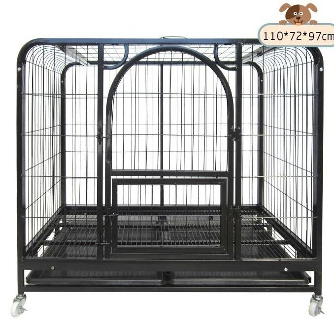 High Quality Stainless Steel Metal Dog House Cage Pet Kennel with Wheels for Large Dog