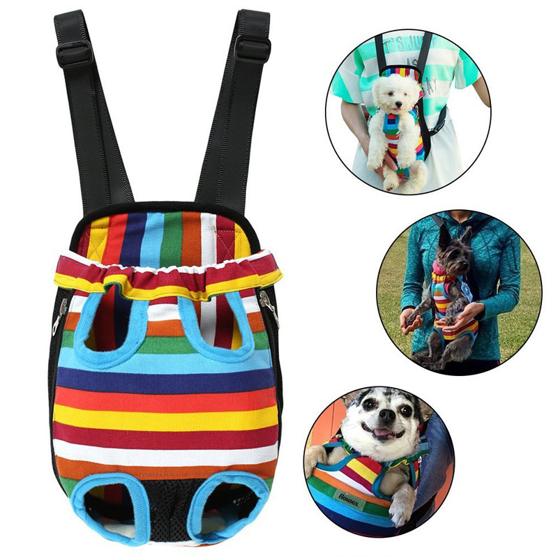 Outdoor Usage Rainbow Stripe Chest Bag Pet Travel Dog Chest Carrier Bag Pet Bag Carrier