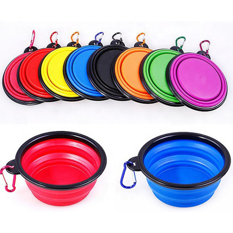 Custom Portable Dog Water Bowl Luxury Foldable Silicone Collapsible Dog Feeding Food Bowl