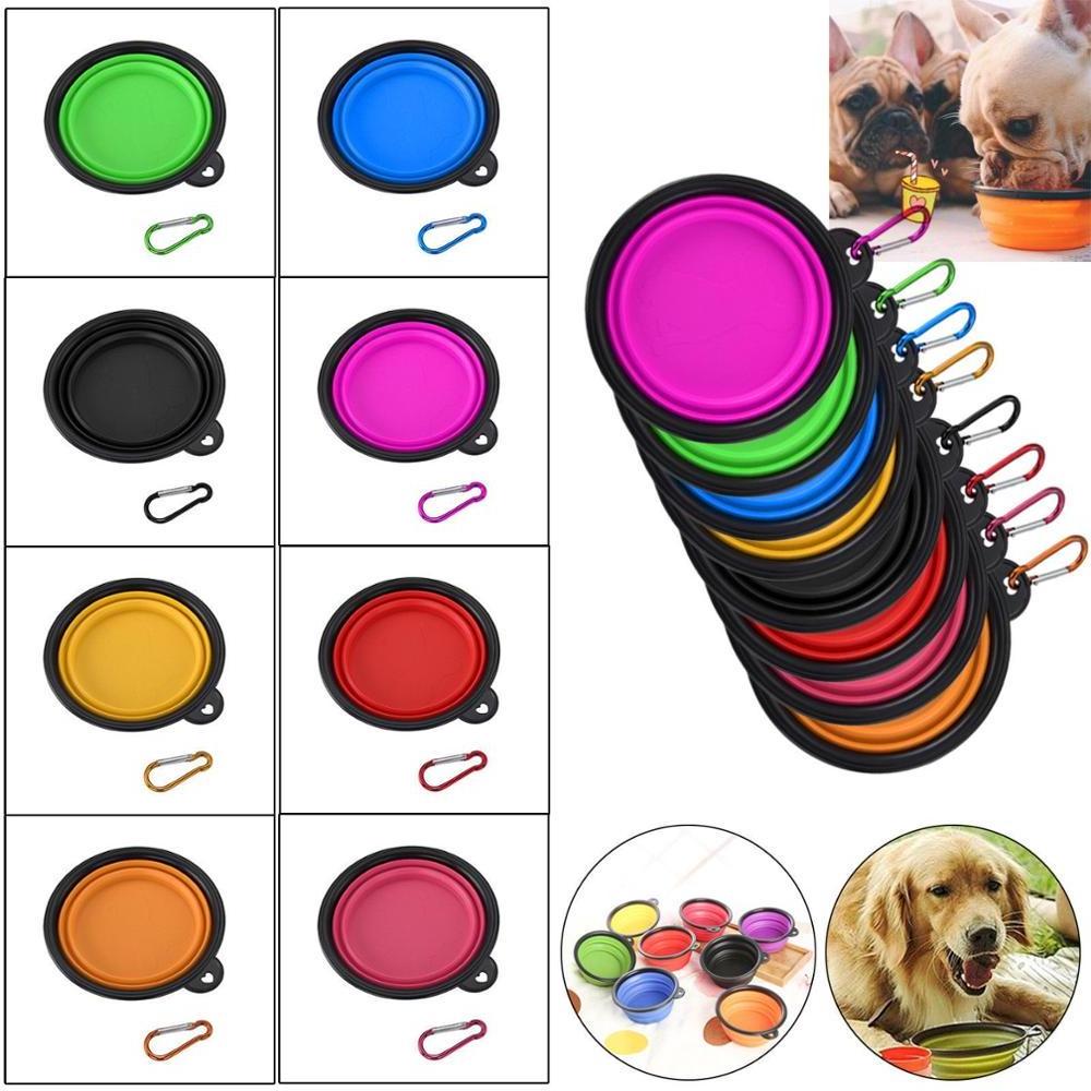 Custom Portable Dog Water Bowl Luxury Foldable Silicone Collapsible Dog Feeding Food Bowl