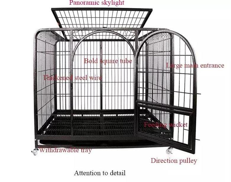 High Quality Stainless Steel Metal Dog House Cage Pet Kennel with Wheels for Large Dog