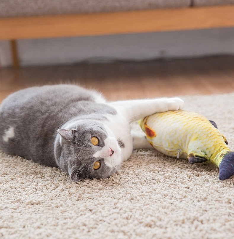 Simulation Plush Catnip Fish Toy for Cat Playing Training Tool Cats Pets Mint Fish Chew Toys Cat Rest Bite Pillow Scratch Board