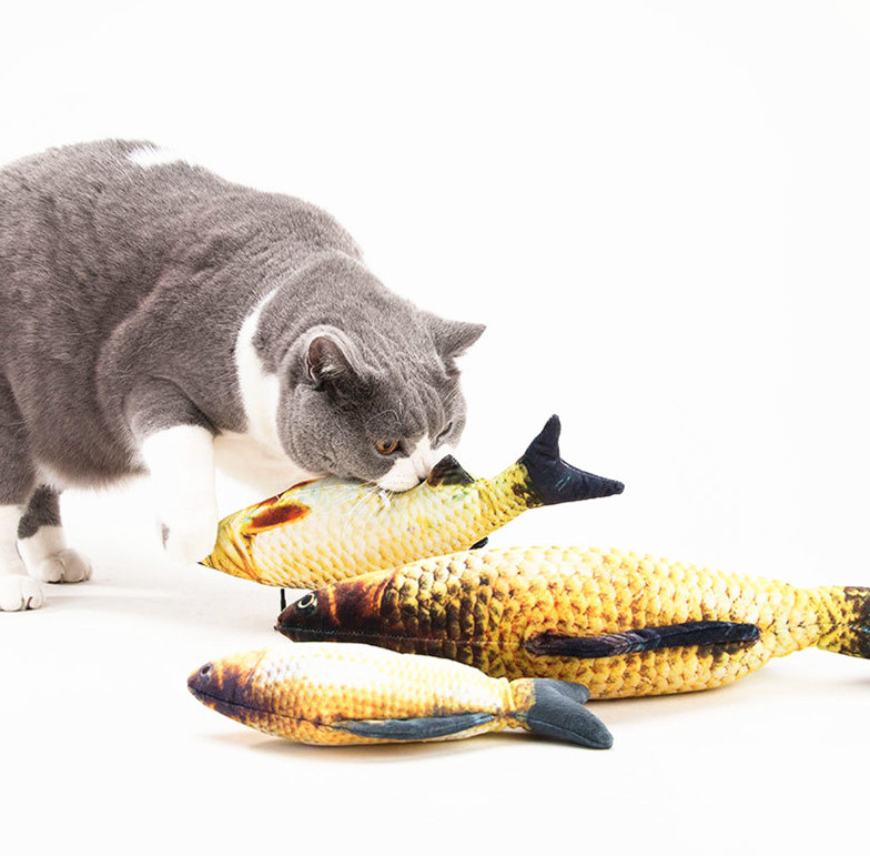 Simulation Plush Catnip Fish Toy for Cat Playing Training Tool Cats Pets Mint Fish Chew Toys Cat Rest Bite Pillow Scratch Board