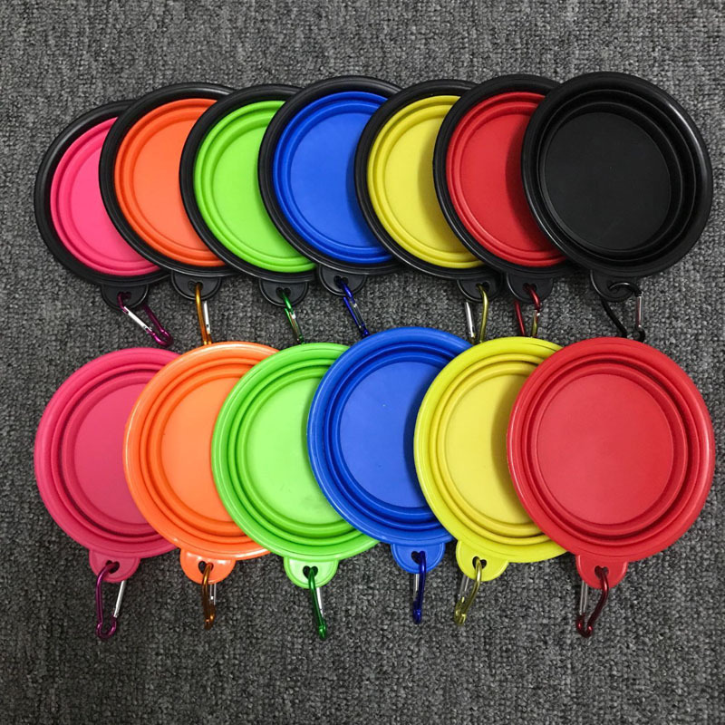 Custom Portable Dog Water Bowl Luxury Foldable Silicone Collapsible Dog Feeding Food Bowl