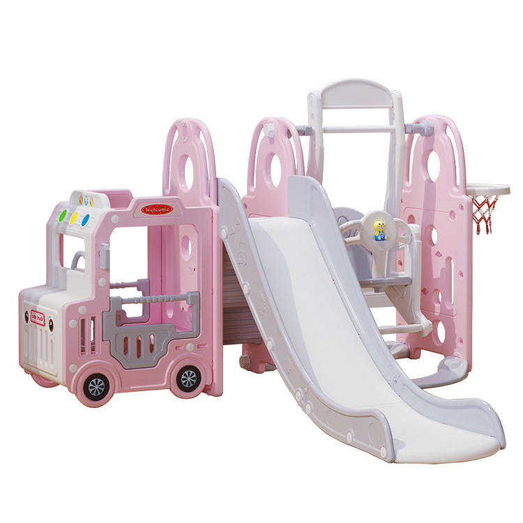 Qiaoqiao Indoor Playground Multifunctional Car Plastic Slides Set Swing