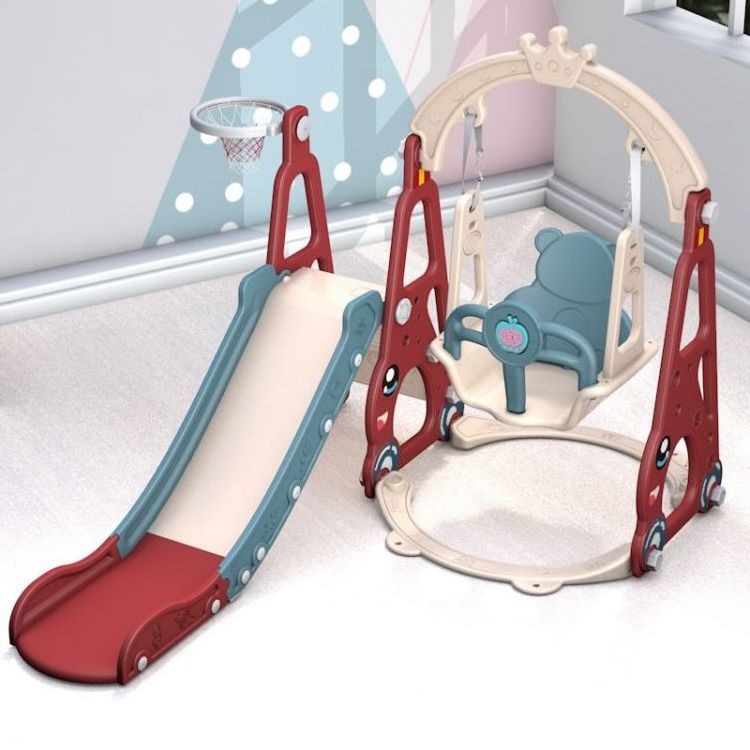 Qiaoqiao new style indoor playground multifunctional toys colorful plastic swing slide