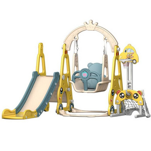 Qiaoqiao new style indoor playground multifunctional toys colorful plastic swing slide