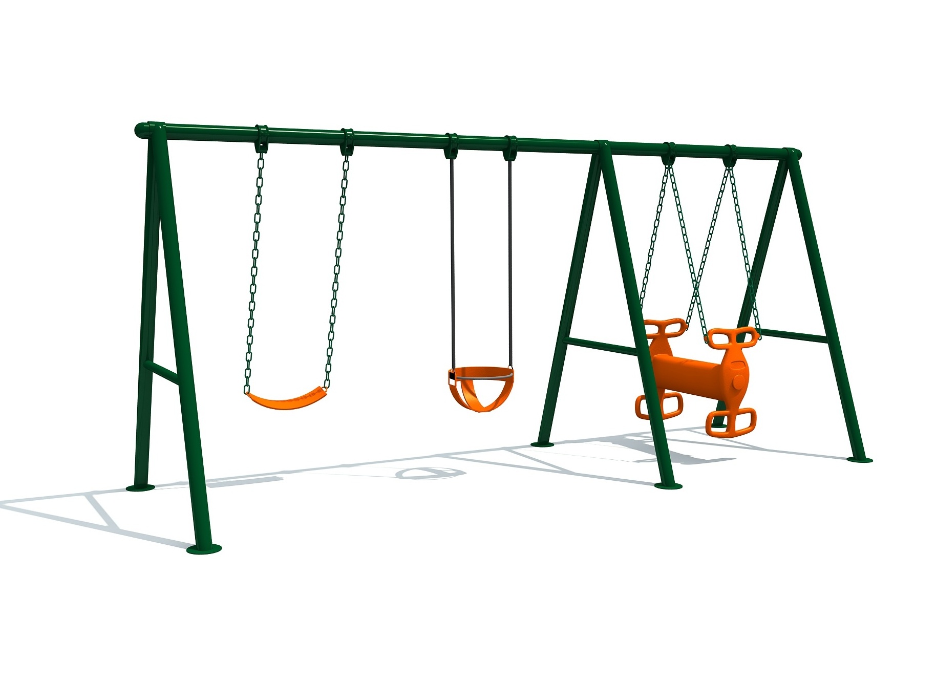 Qiao Qiao three sets outdoor kids combination galvanized steel swing sets for sell