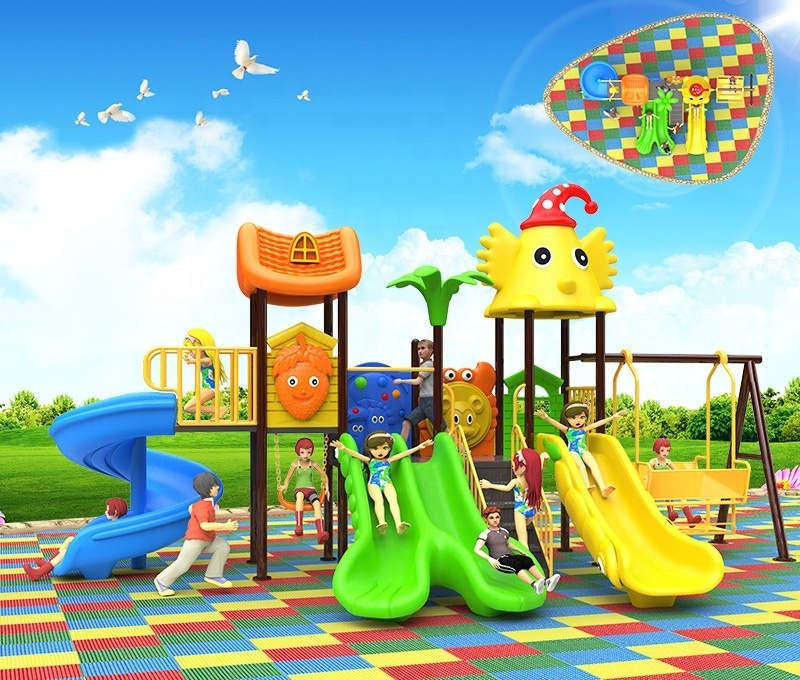 QiaoQiao plastic slide and swing outdoor playground with kids outdoor playground equipment slide for children