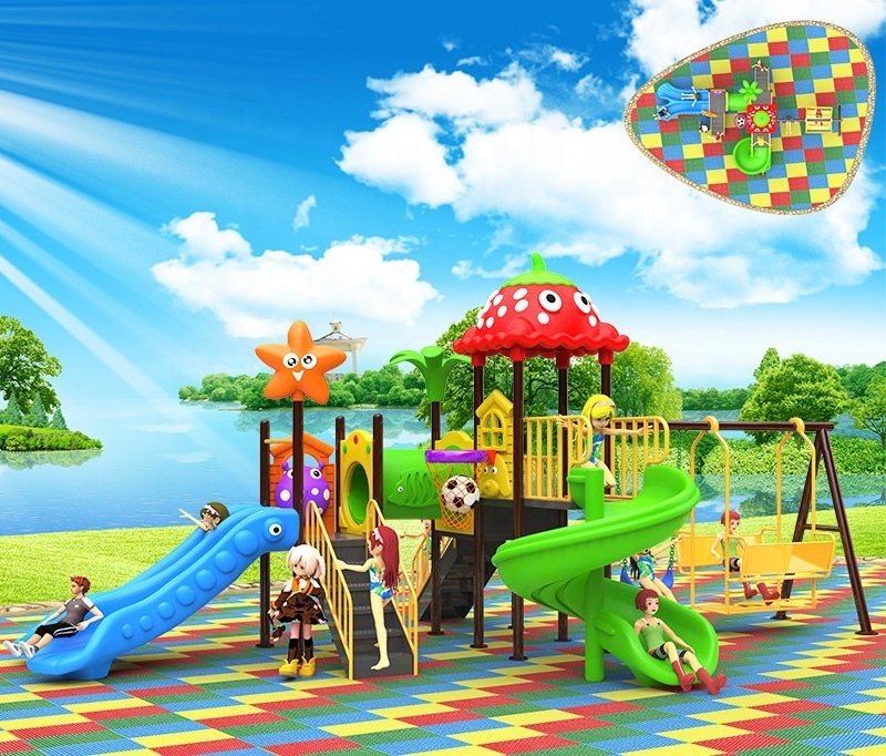 QiaoQiao plastic slide and swing outdoor playground with kids outdoor playground equipment slide for children