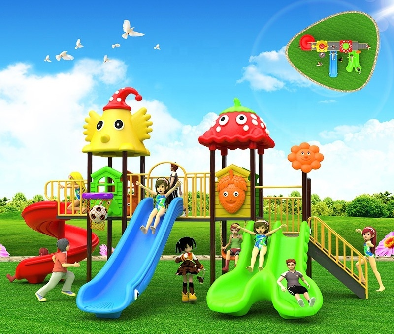 QiaoQiao plastic slide and swing outdoor playground with kids outdoor playground equipment slide for children