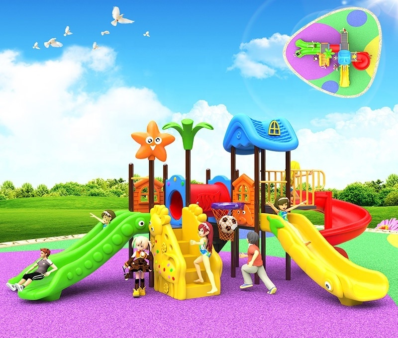 QiaoQiao plastic slide and swing outdoor playground with kids outdoor playground equipment slide for children