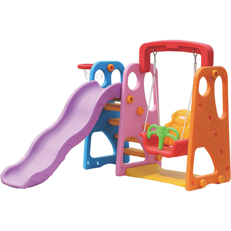 QiaoQiao Wholesale indoor playground 3 in 1 baby playground swing and slide toddler plastic slides and swings for kids