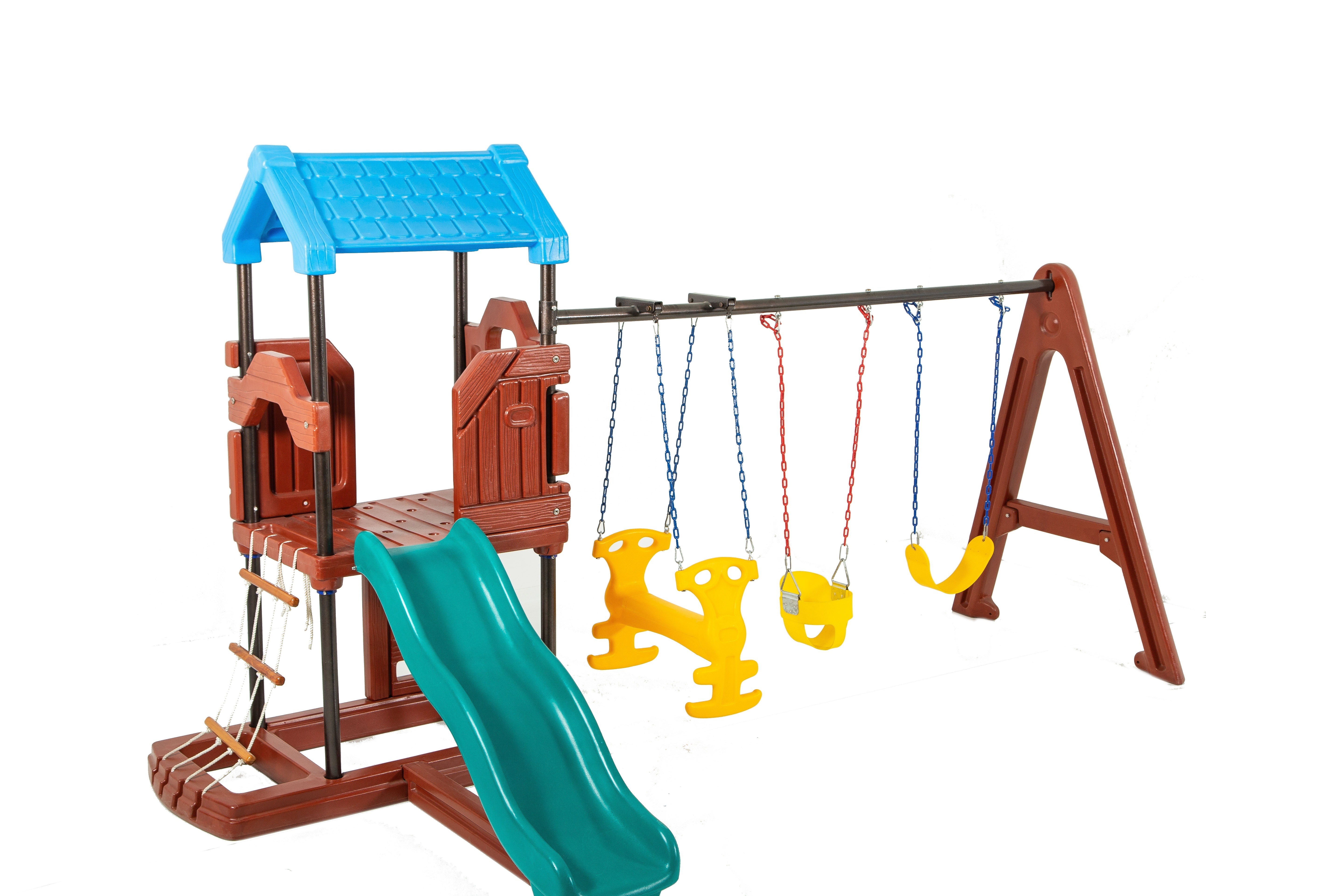 Qiao Qiao plastic game toy house swing with slide and swing for children