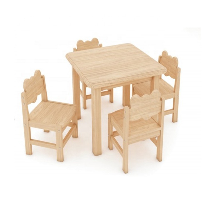 Manufacturer supply solid wood daycare furniture kids wooden table and chair set with great price