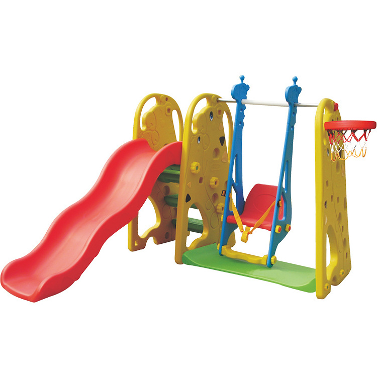 QiaoQiao Wholesale indoor playground 3 in 1 baby playground swing and slide toddler plastic slides and swings for kids