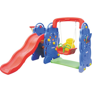 QiaoQiao Wholesale indoor playground 3 in 1 baby playground swing and slide toddler plastic slides and swings for kids