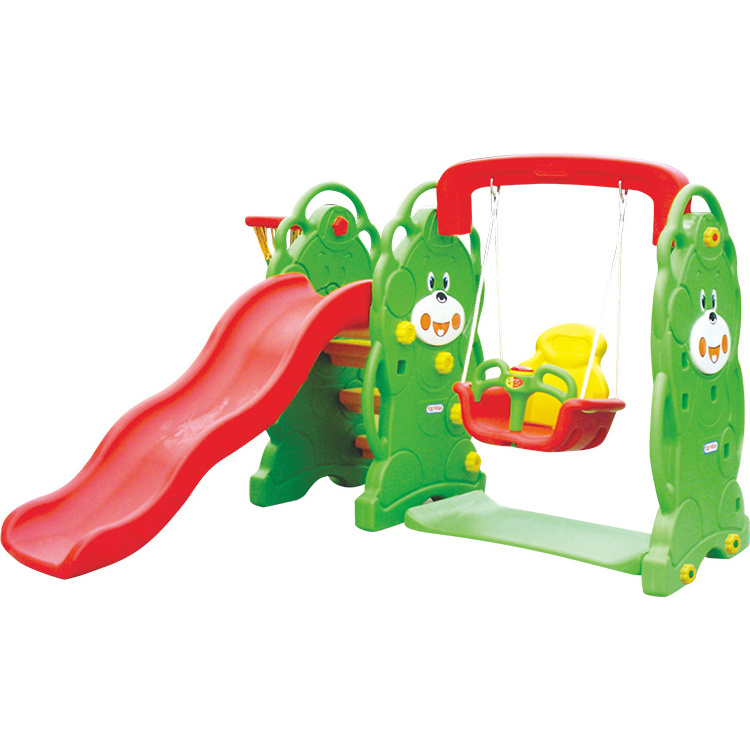 QiaoQiao Wholesale indoor playground 3 in 1 baby playground swing and slide toddler plastic slides and swings for kids