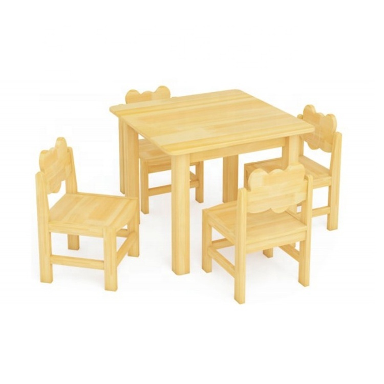 Manufacturer supply solid wood daycare furniture kids wooden table and chair set with great price