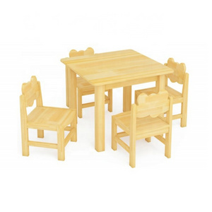 Manufacturer supply solid wood daycare furniture kids wooden table and chair set with great price