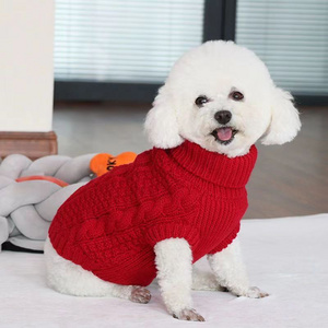 Winter Cute Xxx Small Custom 15 Colors Hand Knitting Dog Clothes Luxury Brand Pet Clothes Dog Sweater Product For Dog Clothes