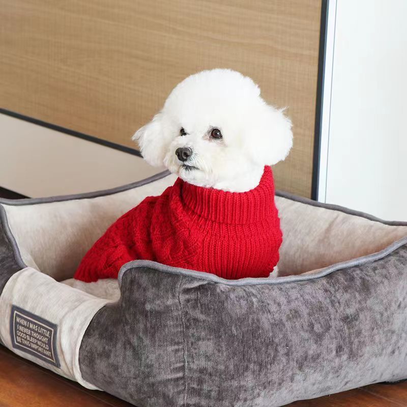 Winter Cute Xxx Small Custom 15 Colors Hand Knitting Dog Clothes Luxury Brand Pet Clothes Dog Sweater Product For Dog Clothes