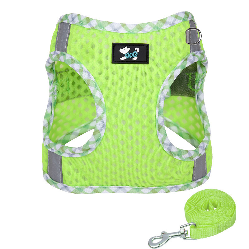 Dog Harness and Leash Set for Small Dogs No Pull Step-in Soft Mesh Puppy Cat Vest Harnesses Reflective at Night