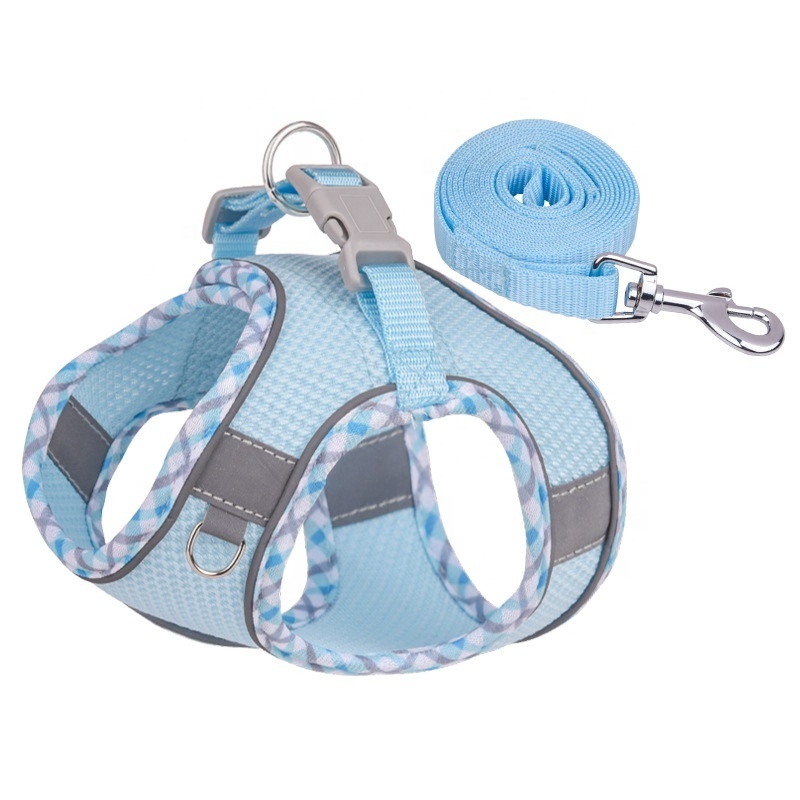 Dog Harness and Leash Set for Small Dogs No Pull Step-in Soft Mesh Puppy Cat Vest Harnesses Reflective at Night