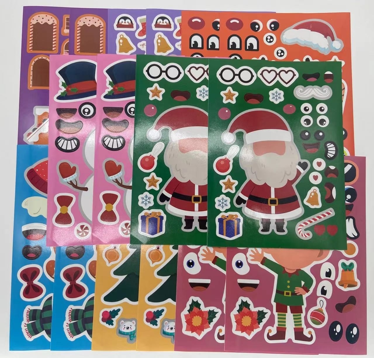 Merry Christmas cartoon puzzle stickers Christmas decoration stickers Custom animal magazine stickers