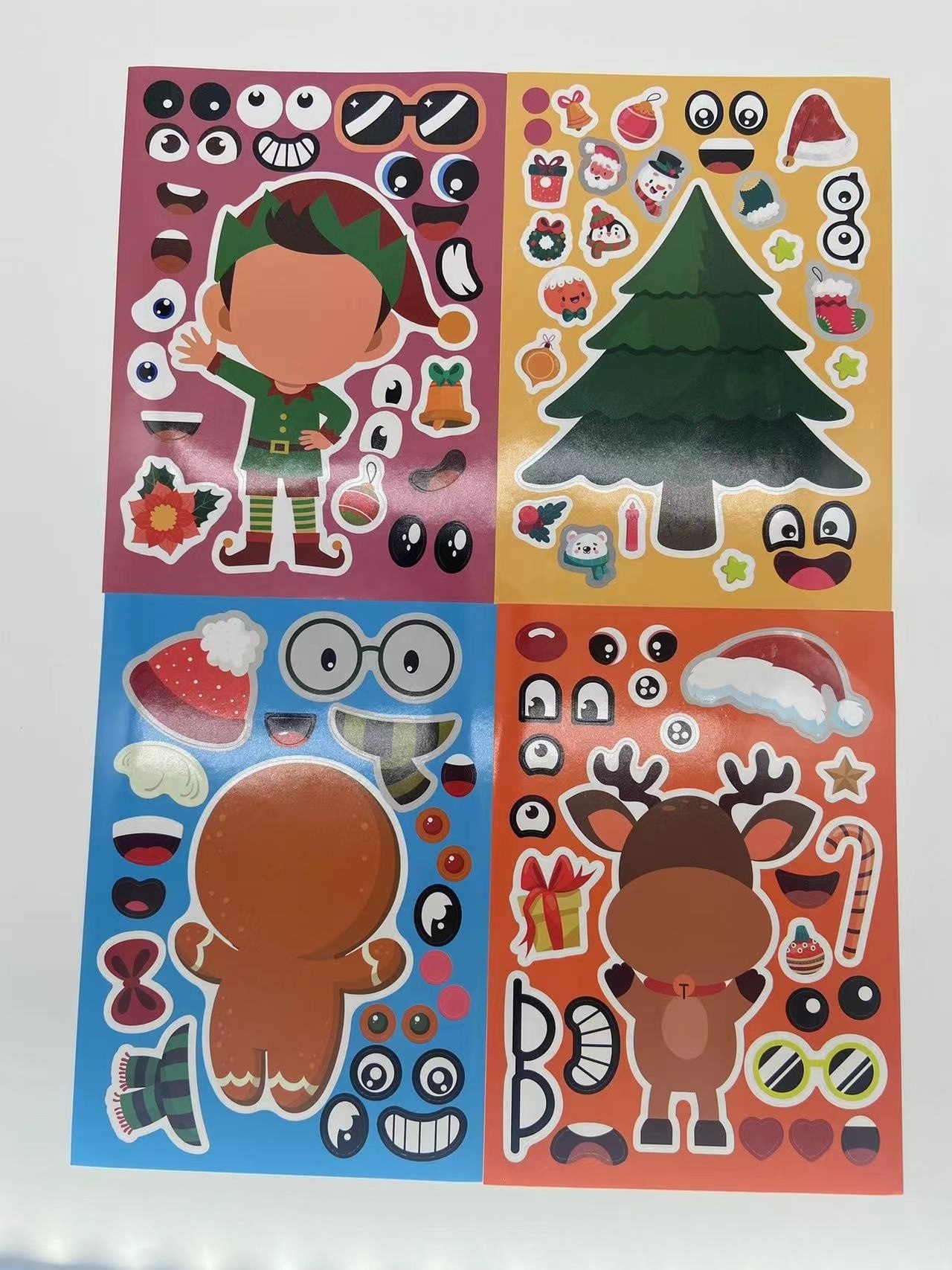 Merry Christmas cartoon puzzle stickers Christmas decoration stickers Custom animal magazine stickers