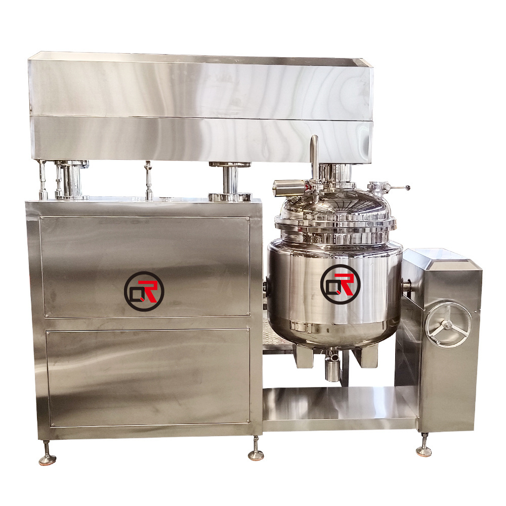 Touch screen ointment manufacturing plant skin bleaching cream blending tank steam vacuum emulsifying mixer production machine