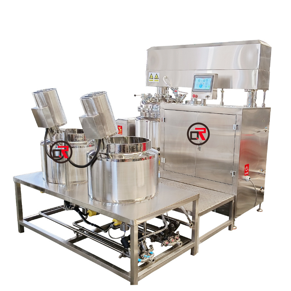 Touch screen ointment manufacturing plant skin bleaching cream blending tank steam vacuum emulsifying mixer production machine