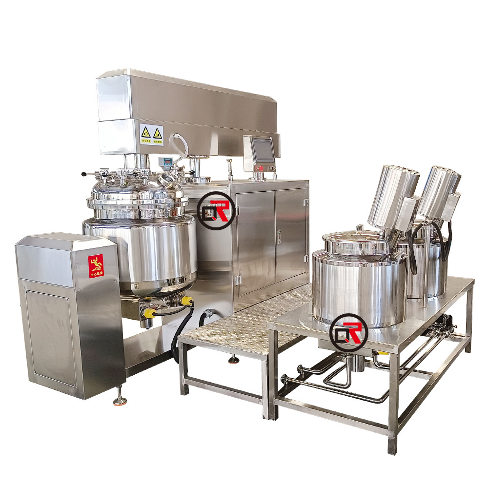 Touch screen ointment manufacturing plant skin bleaching cream blending tank steam vacuum emulsifying mixer production machine