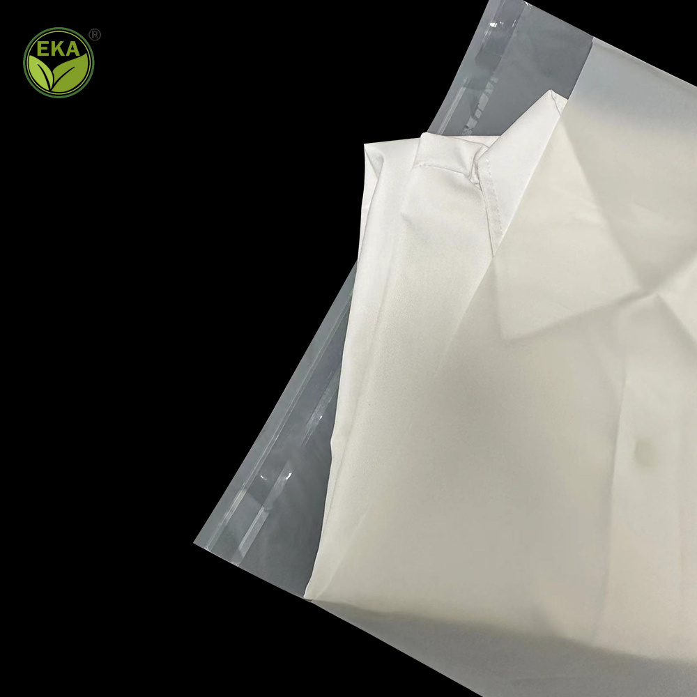 Compostable Adhesive Pouch Package Hoodies Bag Biodegradable Transparent Frost Clothing Packaging Bags