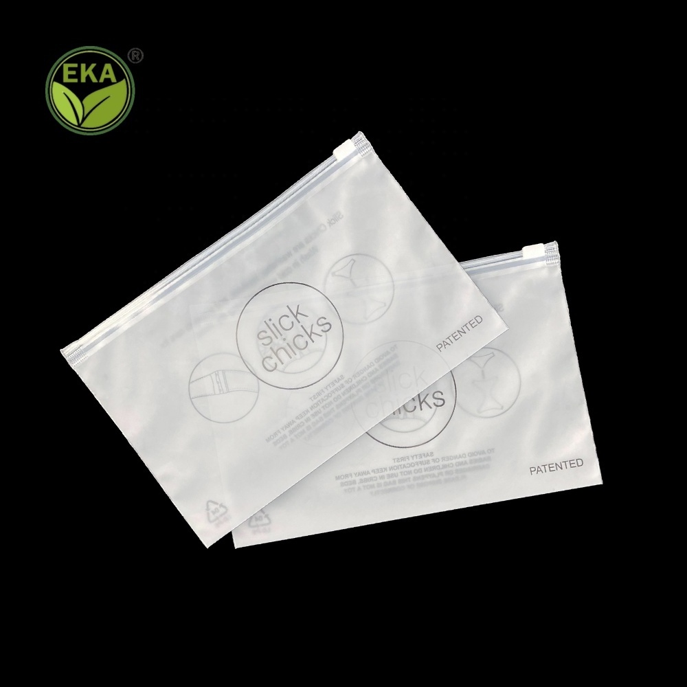 Custom eco friendly Matte Biodegradable zip lock bag, T Shirt Swimwear plastic clothing zipper bags ziplock bag for clothes