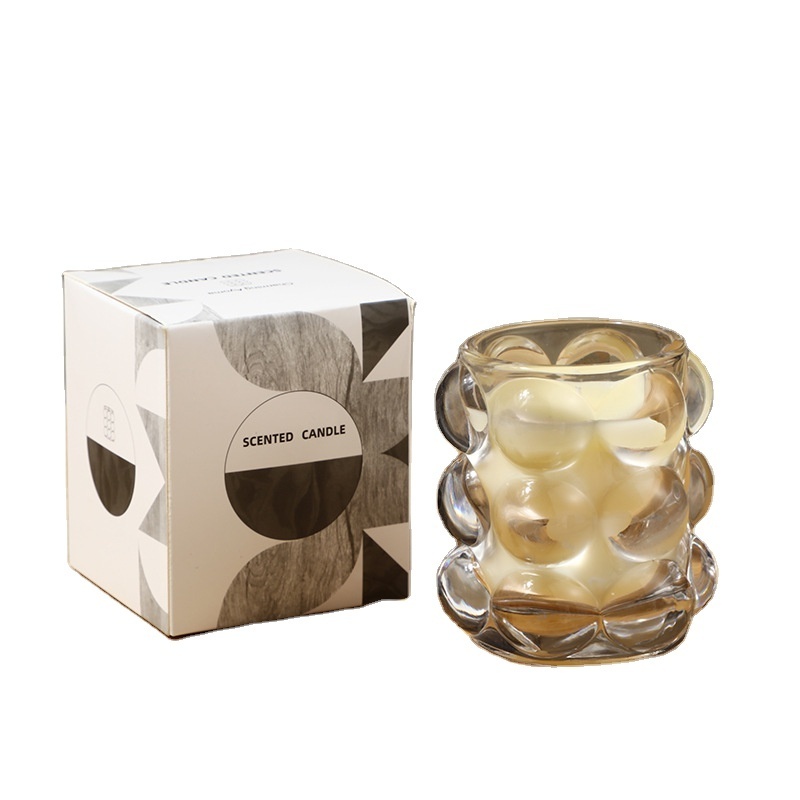 Premium Smokeless bedroom soy wax creative bubble glass aromatherapy candle accompanied by hand gift tabletop decoration