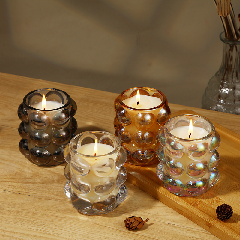 Premium Smokeless bedroom soy wax creative bubble glass aromatherapy candle accompanied by hand gift tabletop decoration