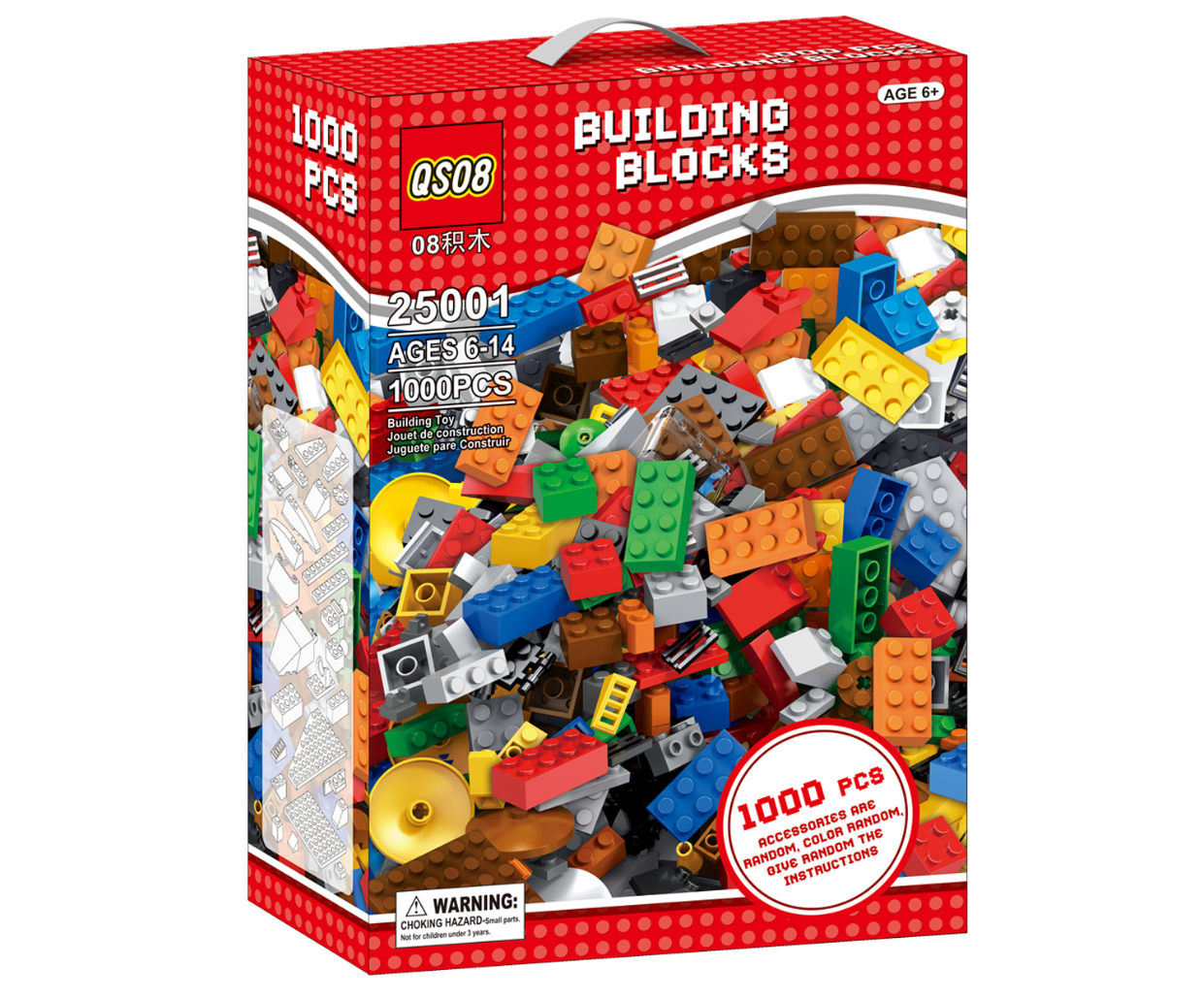 1000 Pieces Plastic Classic Building Bricks Kit, DIY Toy Bricks Basic 300pcs  Building Blocks Set with All Major Brands