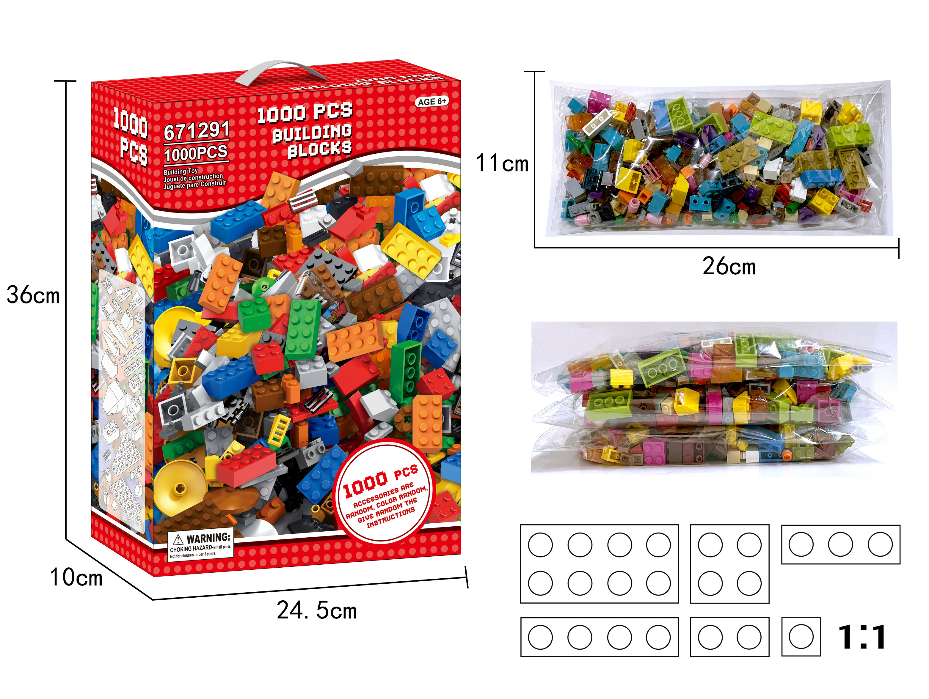 1000 Pieces Plastic Classic Building Bricks Kit, DIY Toy Bricks Basic 300pcs  Building Blocks Set with All Major Brands