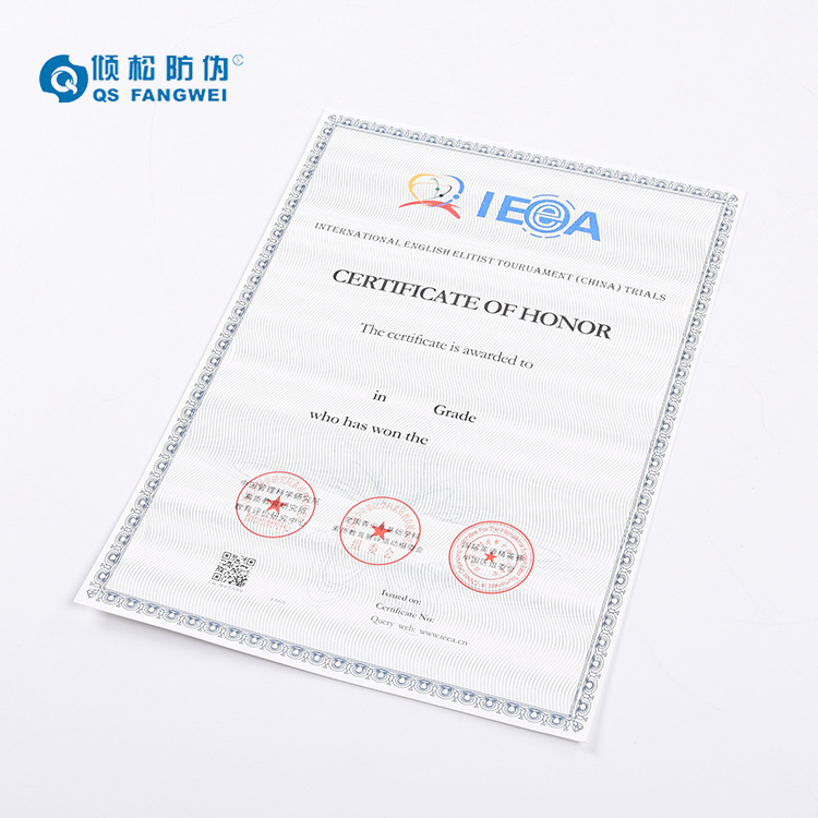 Custom A4 Security Watermark Collection Certificate Paper, Certificate Of Origin Authenticity