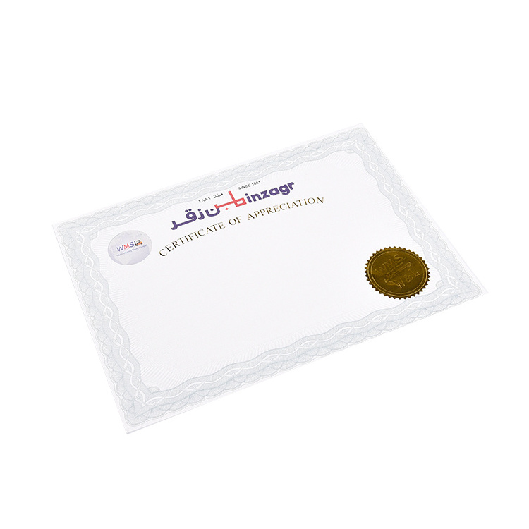 Custom A4 Security Watermark Collection Certificate Paper, Certificate Of Origin Authenticity