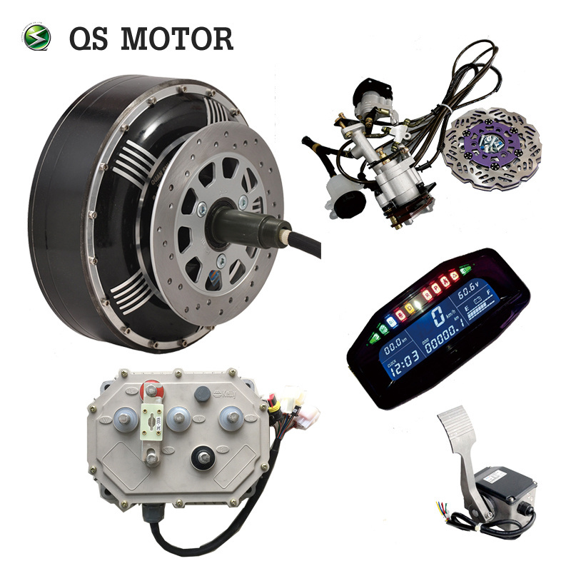 QS MOTOR Dual 4000W 10kw peak 273 40H V3 brushless electric car hub motor hybrid conversion kits with Kelly 7250H